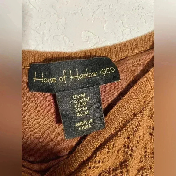 House of Harlow 1960 Brown Cropped Knit Tank Top Ruffle Hem Size Medium - Picture 2 of 8